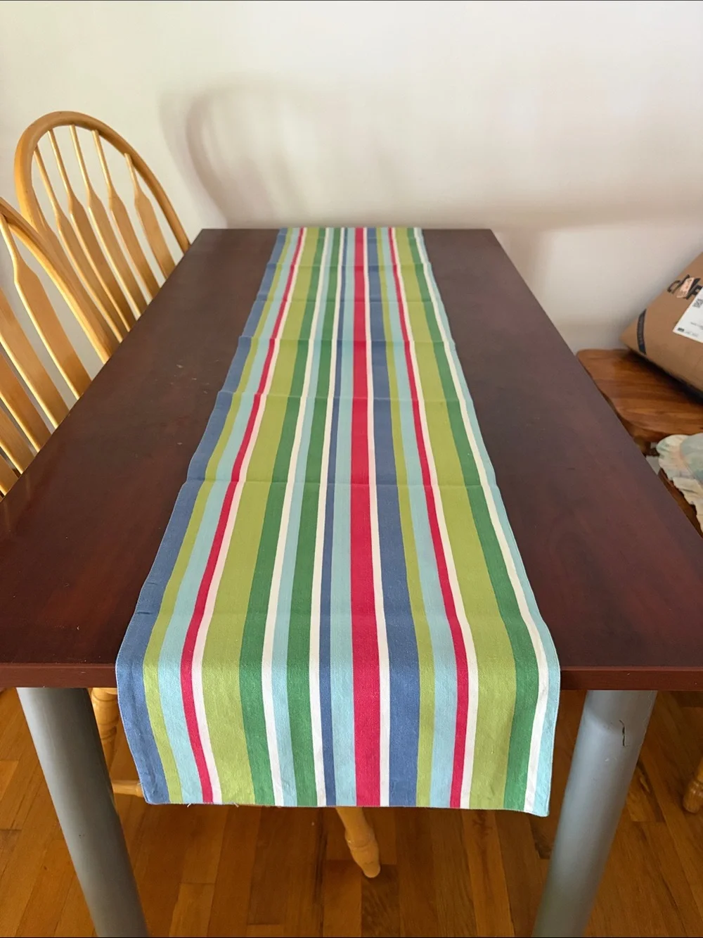 Colorful Striped Table Runner Cotton Blend Coastal Farmhouse Home Dining Decor